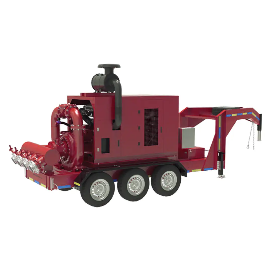 Appalachian 108-500C High Head Surface Pump DAE Pumps Appalachian 108-500C high-head self-priming pump on a triple-axle trailer