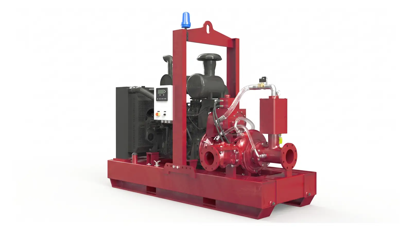 DAE Pumps Self-Priming Pump DAE Pumps red diesel self-priming pump on a skid base with lifting frame