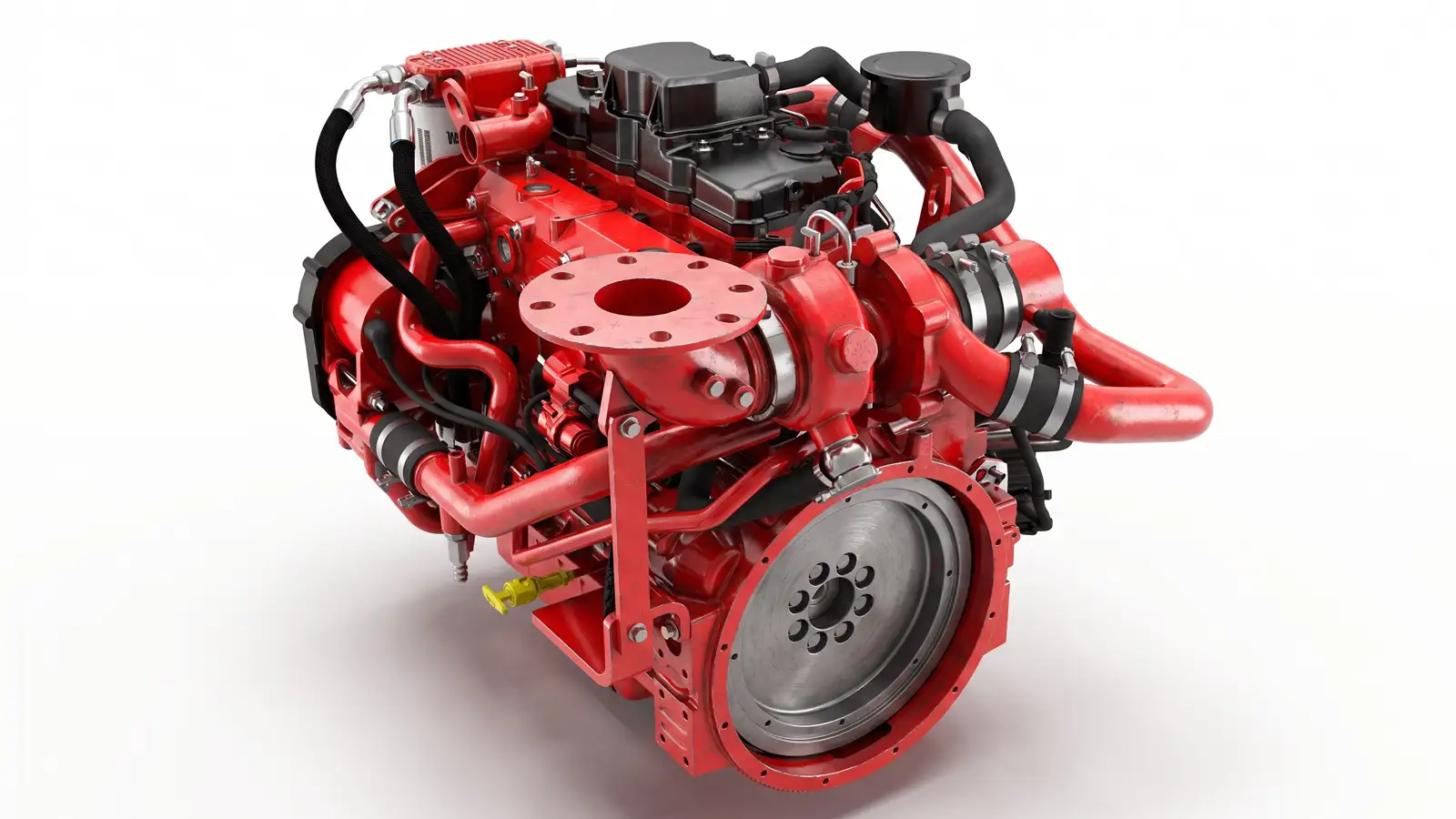 Cummins Diesel Engine Red 65 HP Cummins four-cylinder diesel engine used on the Sediment Slayer